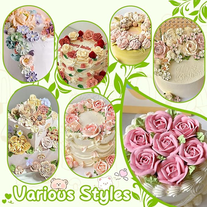 Fondant Rose Piping Tips Set, Stainless Steel Cake Decorating Pastry Tools, Cake Decorating Supplies Baking Set Tools (7 Pieces)