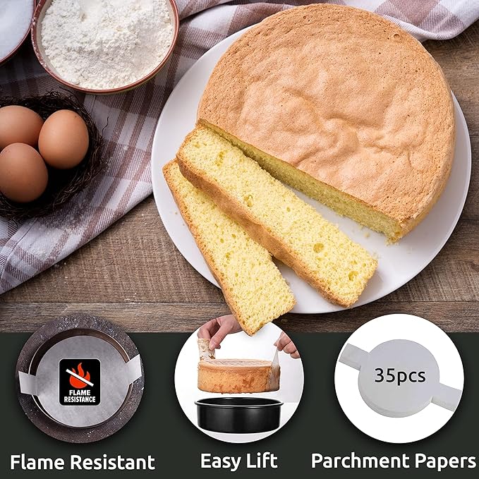 133PCs Round Cake Pans Sets for Baking + Cake Decorating Kit with NonStick 8 Inch Cake Pan Set of 3 -Icing Tips,Cake Leveler,Spatula, Multifunctional Cake Pan, Baking Supplies Gift & eBook