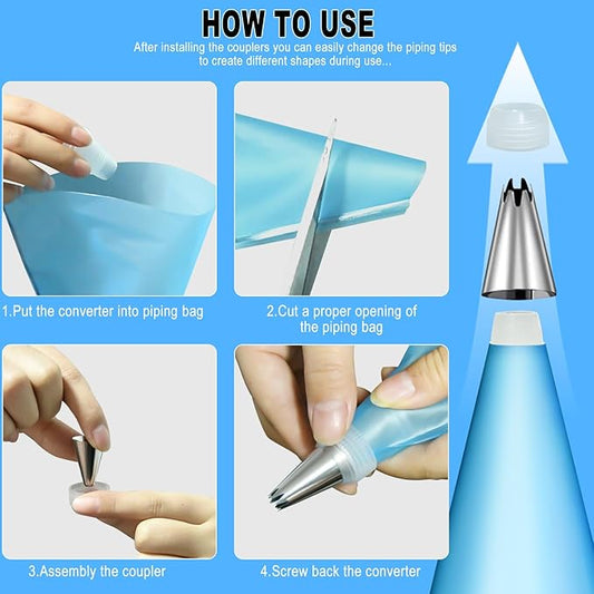 68Pcs Cake Decorating Kit, Baking Supplies Included Turntable, Leveler, 24 Numbered Icing Piping Tips, 2 Spatula, 3 Scrapers, 30+1 Piping Bags, for Beginners Desserts Parties Mother's Day Gift Ideas